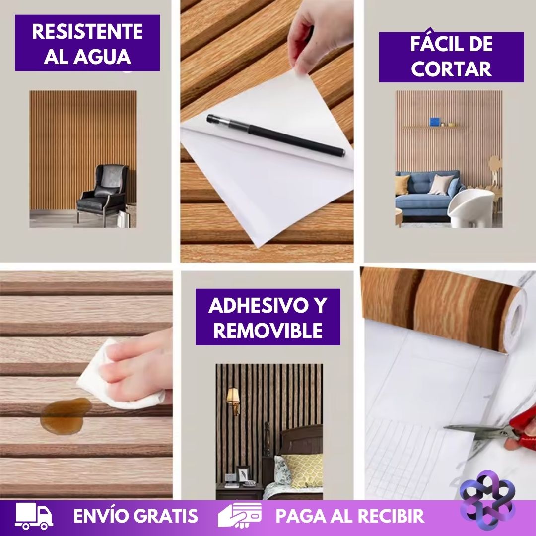 Película Adhesiva Madera 🪵 ORDENA 5 RECIBE 10 METROS 🎁