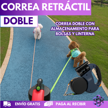 Correa Retráctil Doble🐕‍🦺🐩