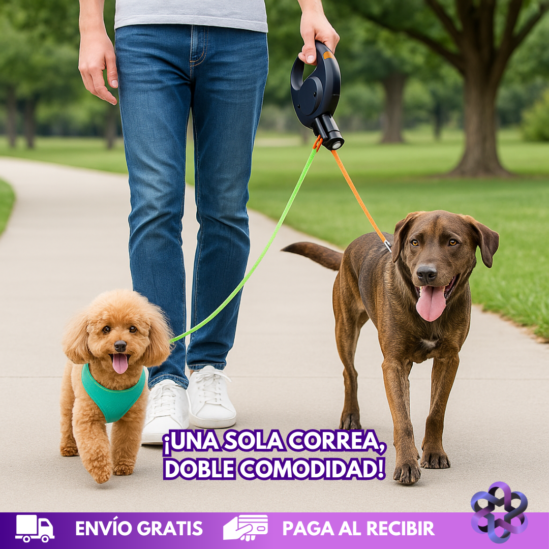 Correa Retráctil Doble🐕‍🦺🐩