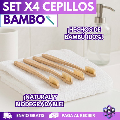 Set x4 Cepillos de bambo🪥